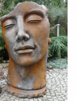 Betonbüsten-Set - Gesicht 'Frau' Und 'Mann' Mit Rosteffekt - Skulpturen - XXL-Produkt -Gartenpflanzen Verkauf mann rost stimmung neu 1280x1280